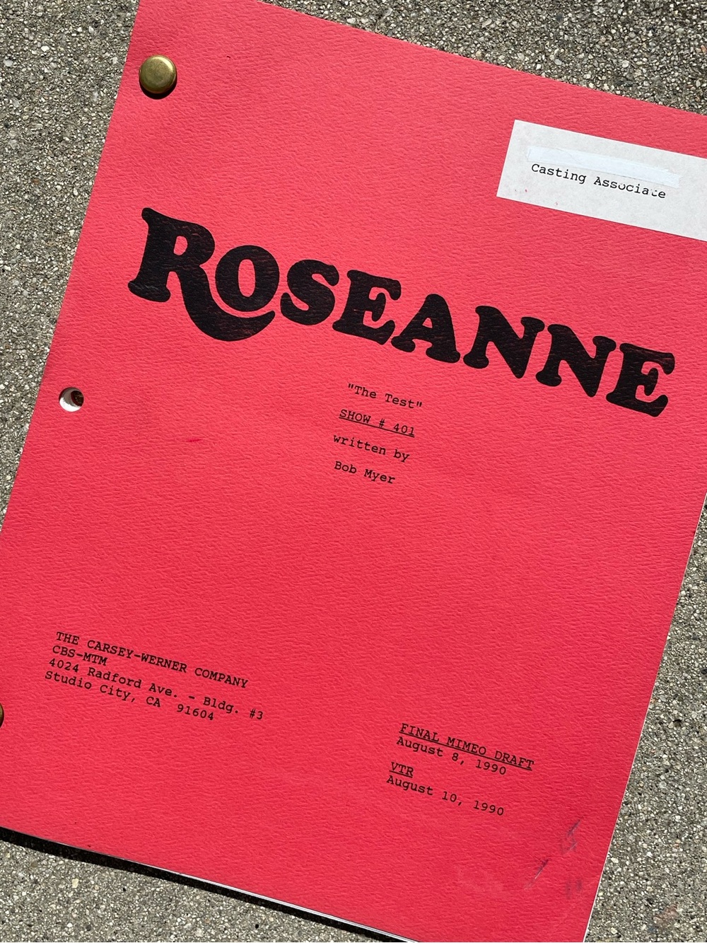 Roseanne Vtg 1990 Production Used Final Mimeo Draft Script The Test PREGNANCY EP